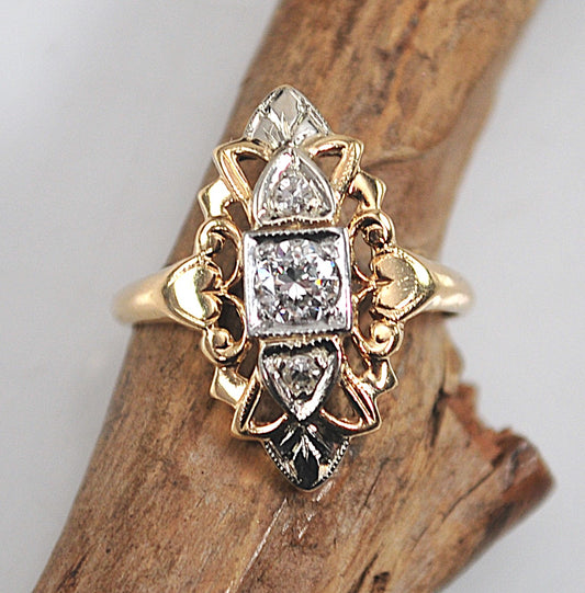 Antique 14K Gold Diamond Ring