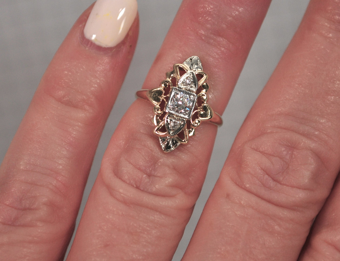 Antique 14K Gold Diamond Ring