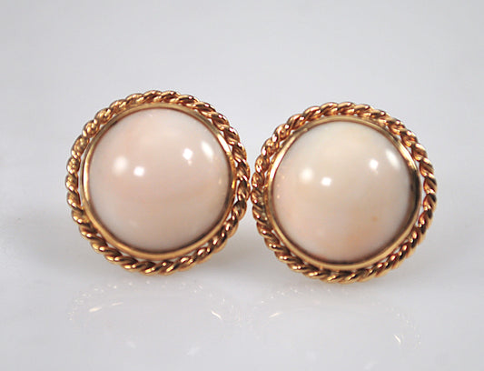 Signed 14K Gold Angel Skin Stud Earrings