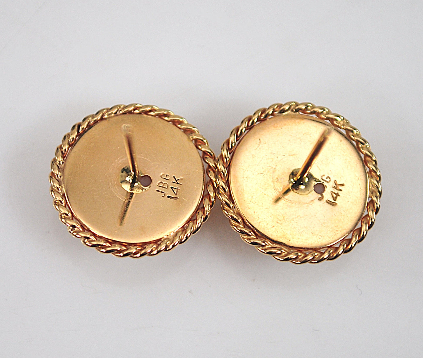 Signed 14K Gold Angel Skin Stud Earrings