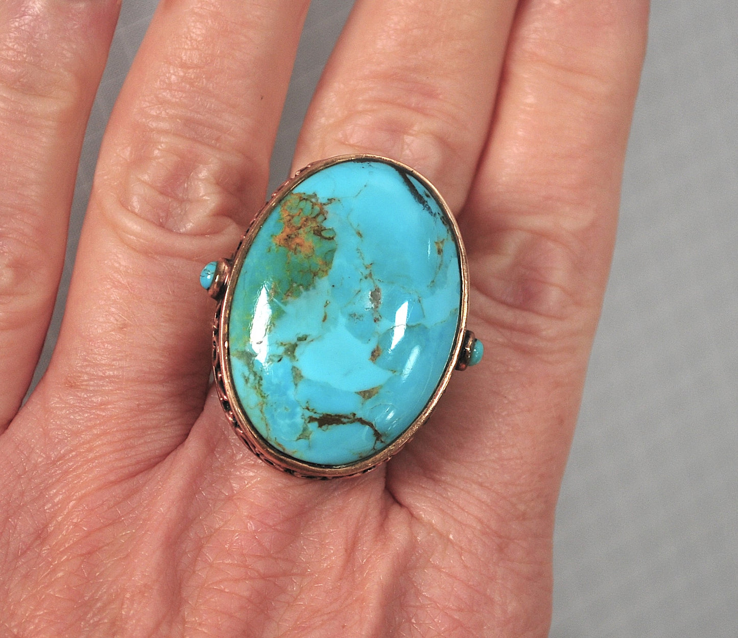 Huge Barse Sterling Silver Turquoise Ring