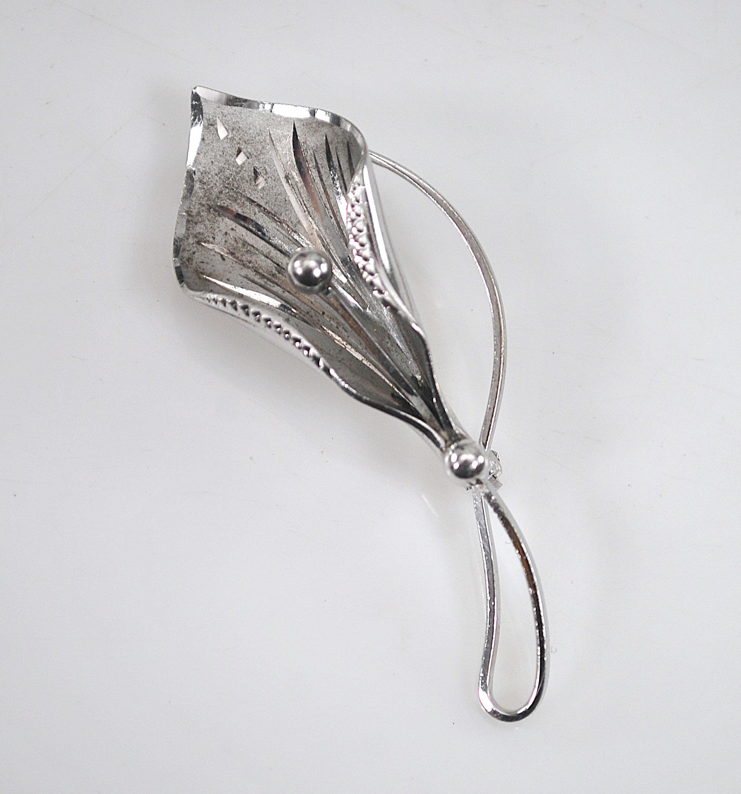 Vintage Signed Sterling Silver Calla Lily Brooch