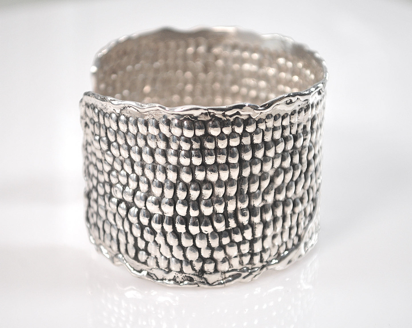 WIDE 925 Sterling Silver Modernist Cuff Bracelet