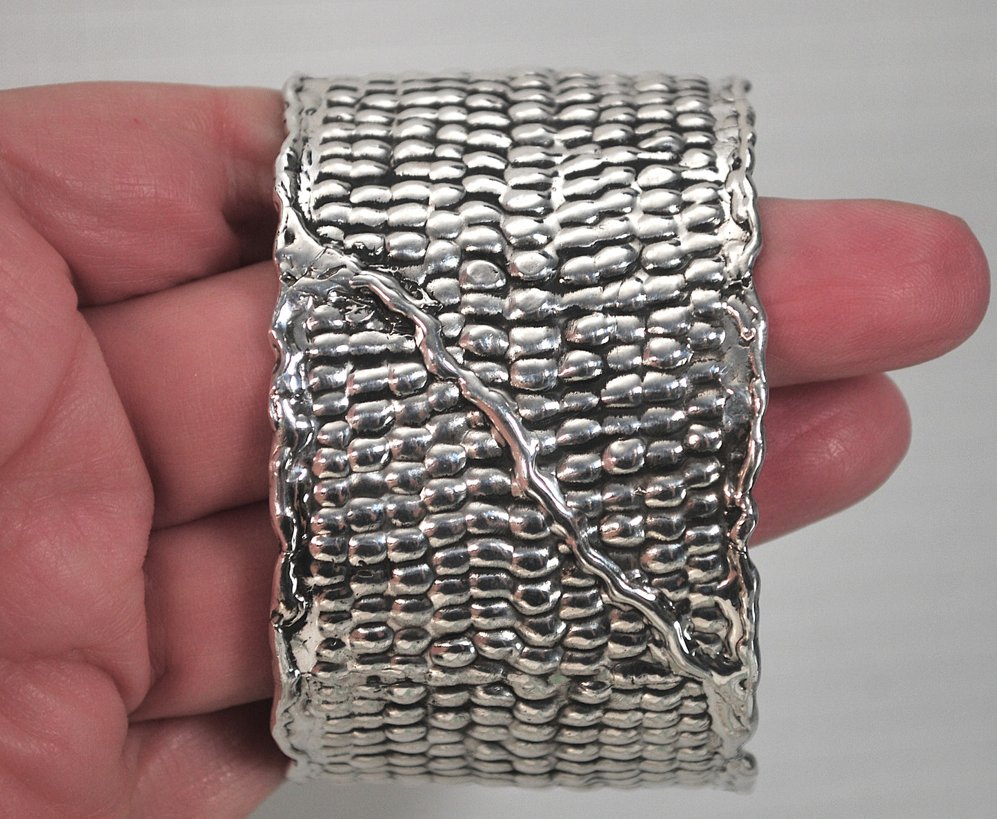 WIDE 925 Sterling Silver Modernist Cuff Bracelet