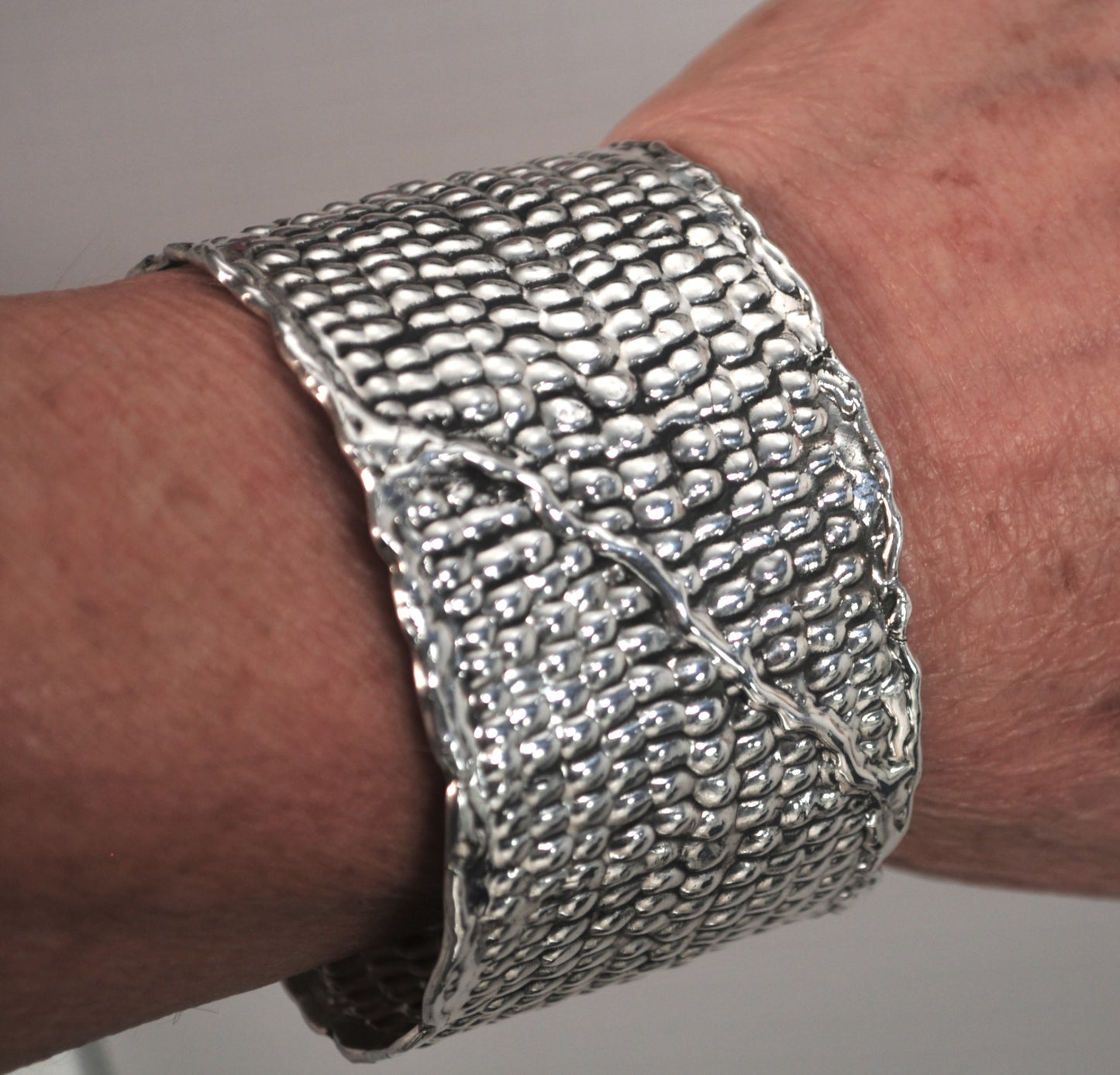 WIDE 925 Sterling Silver Modernist Cuff Bracelet