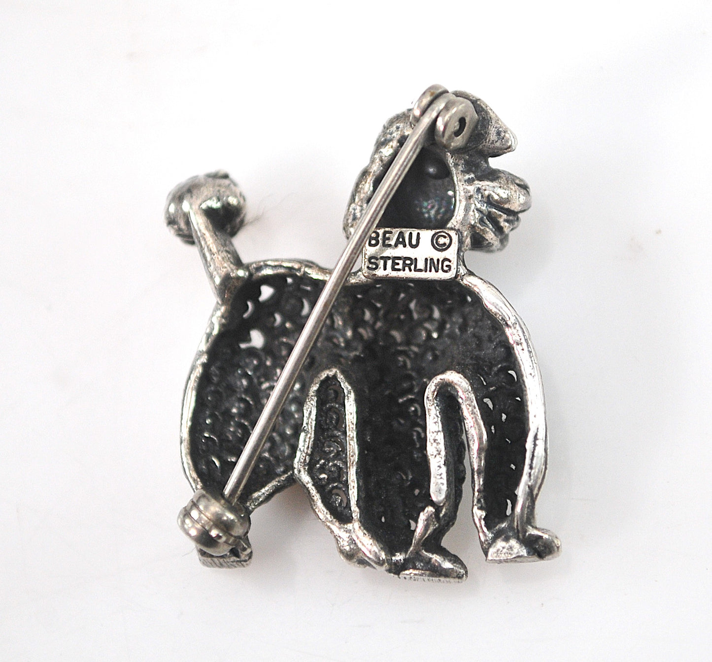 Vintage Beau Sterling Silver Poodle Brooch