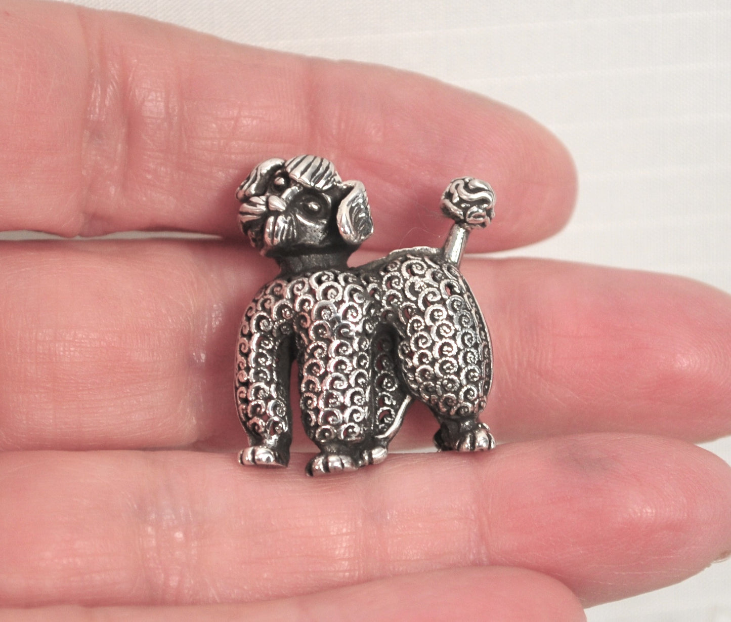 Vintage Beau Sterling Silver Poodle Brooch