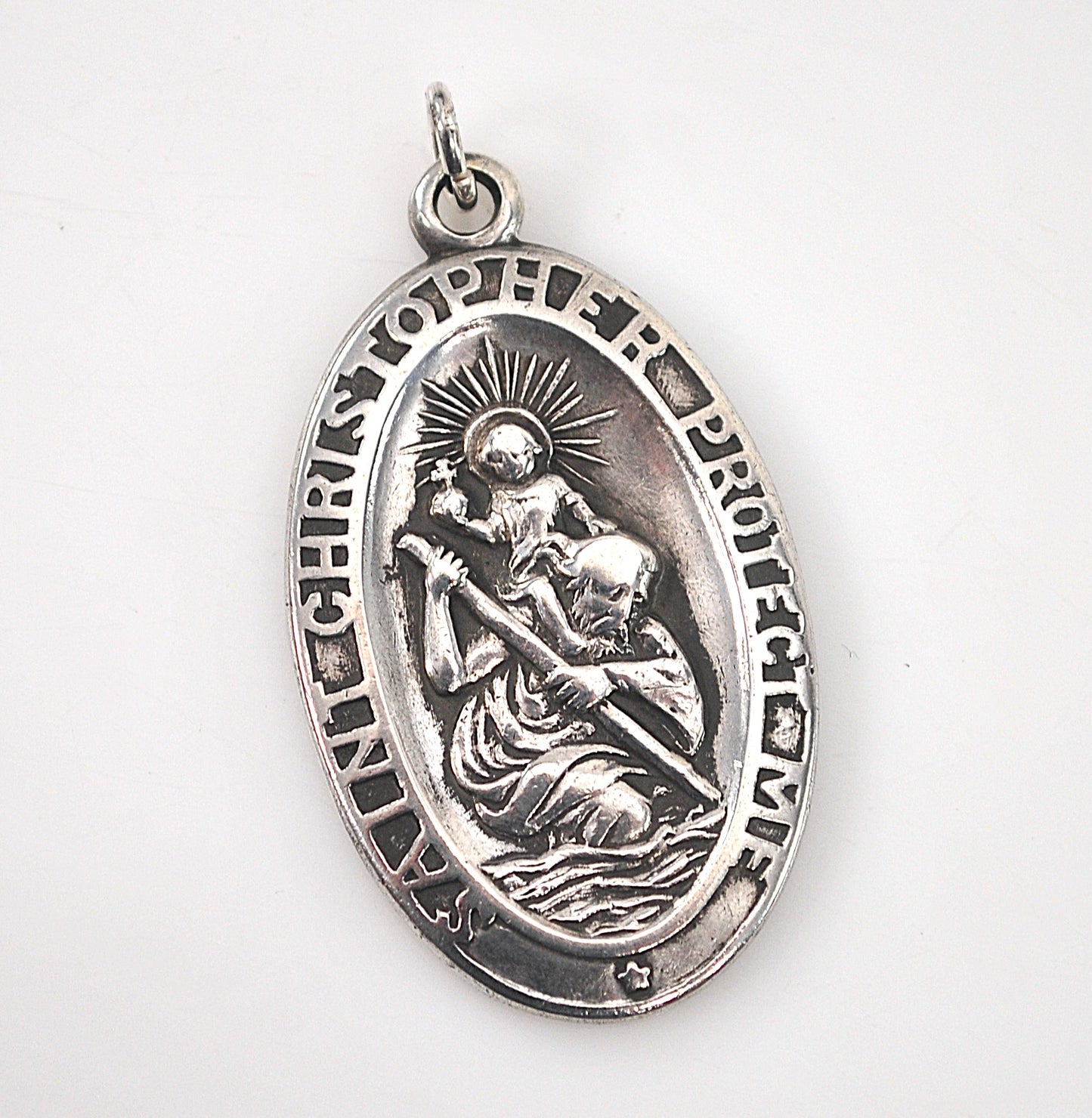 Vintage Sterling Silver Saint Christopher Medal Pendant