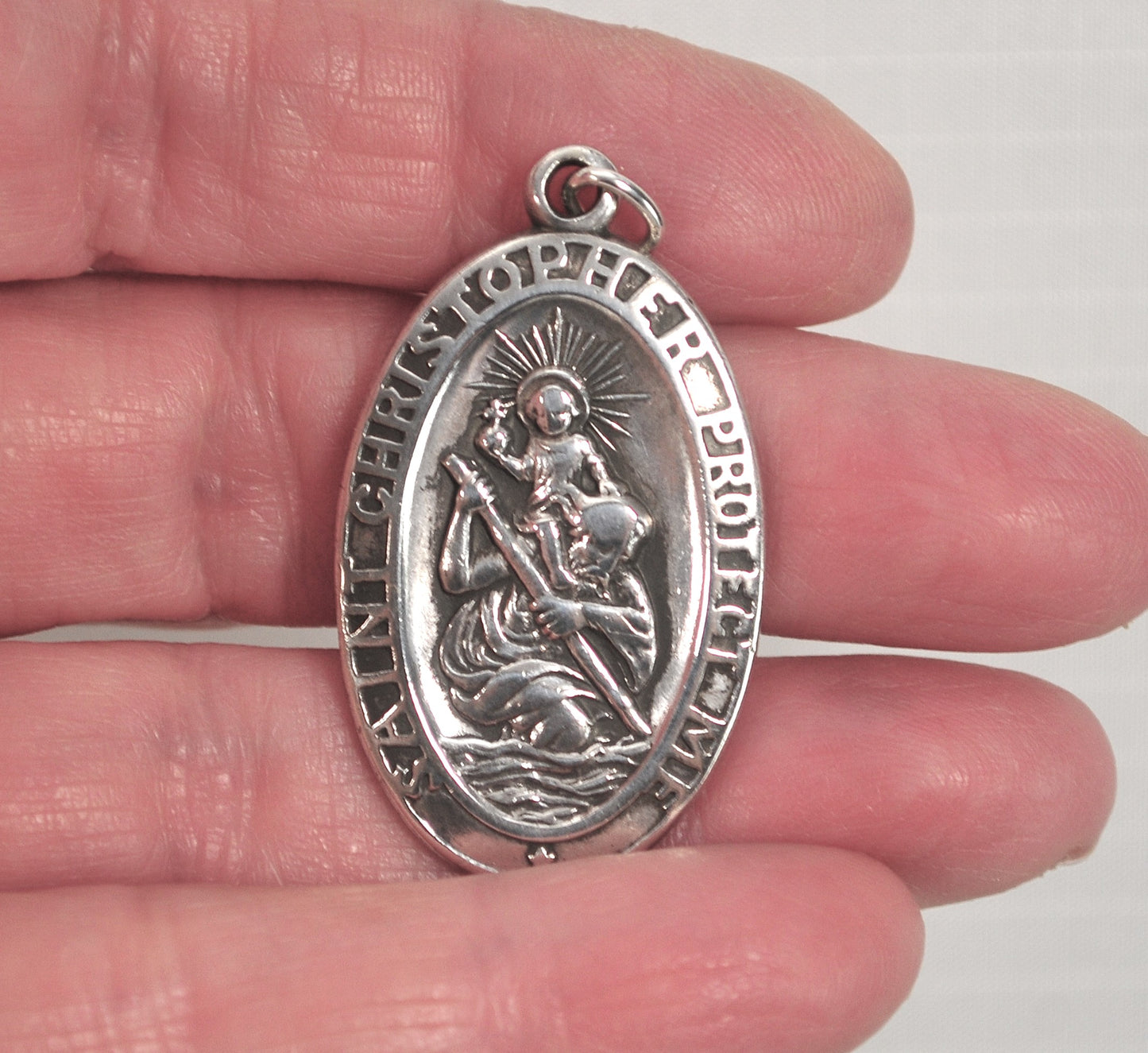 Vintage Sterling Silver Saint Christopher Medal Pendant