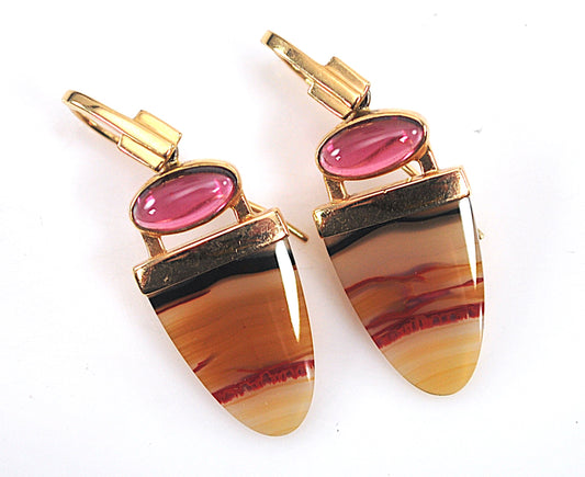 Patrick Murphy 14K Gold Amethyst Agate Earrings