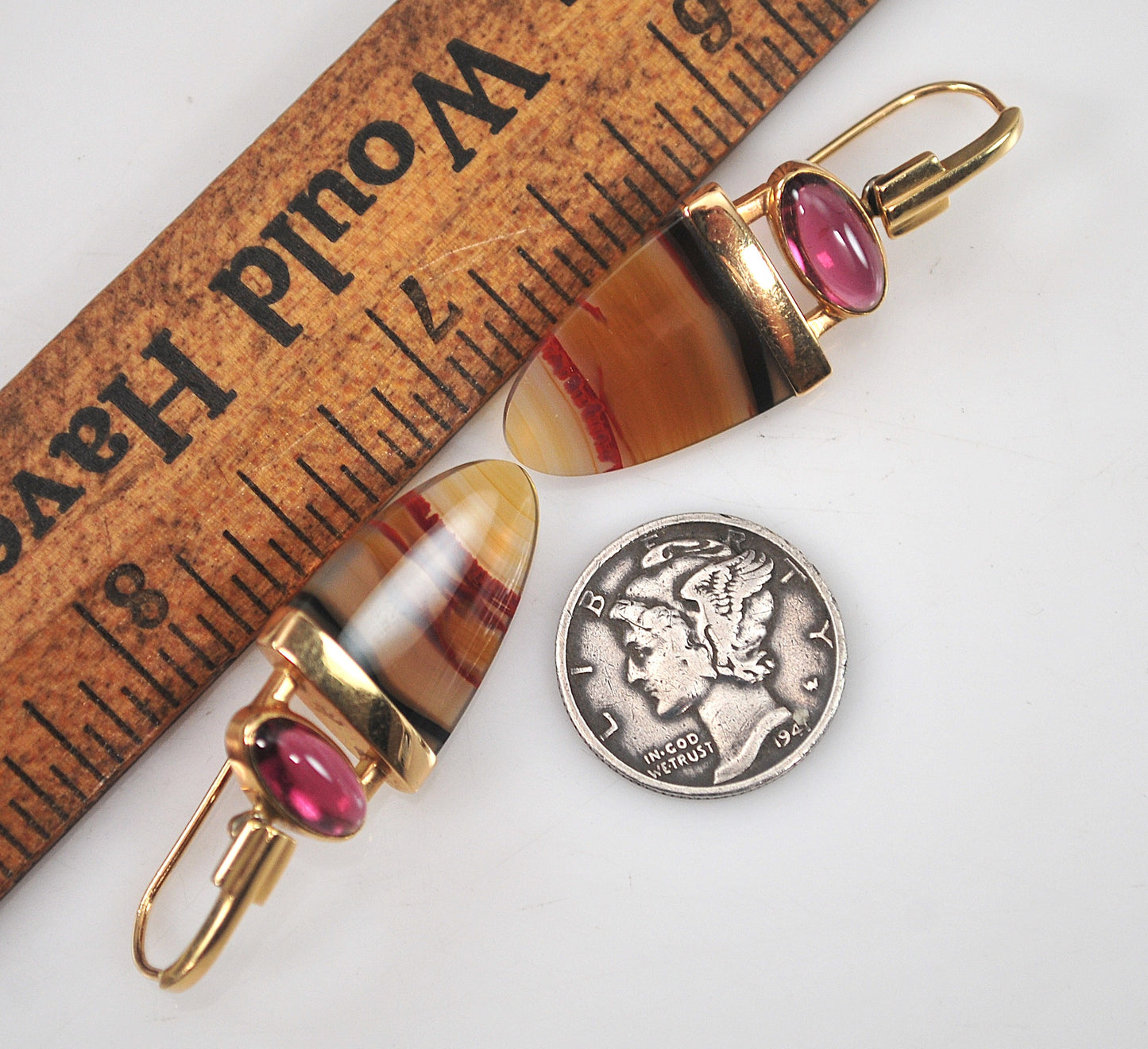 Patrick Murphy 14K Gold Amethyst Agate Earrings
