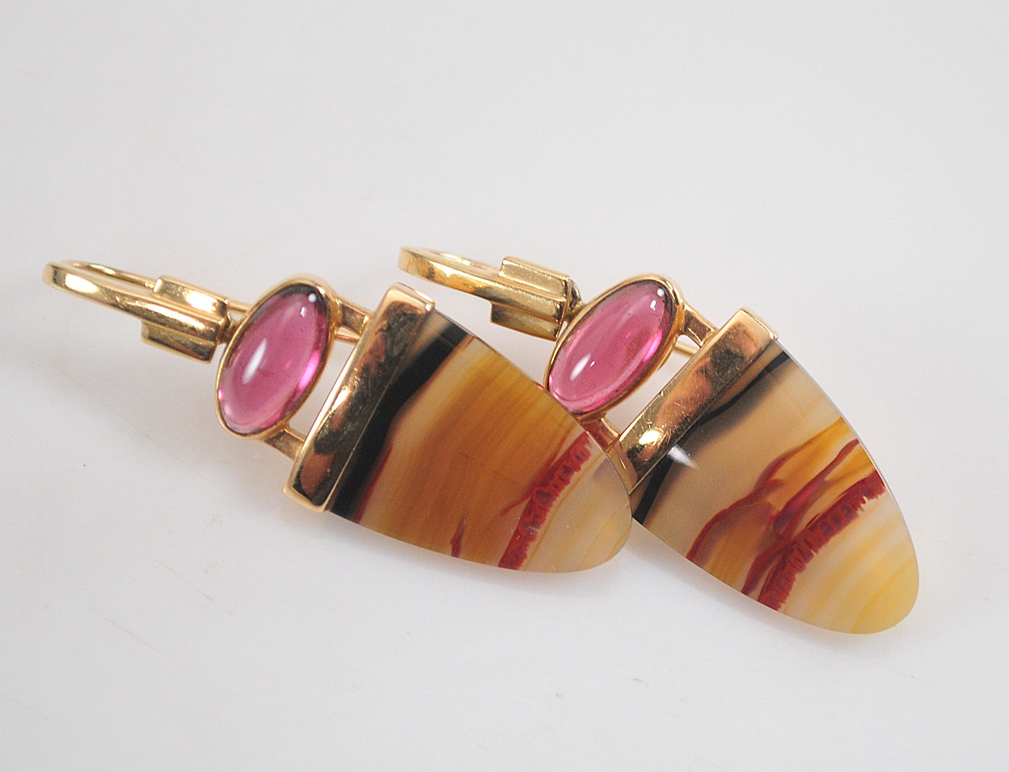 Patrick Murphy 14K Gold Amethyst Agate Earrings
