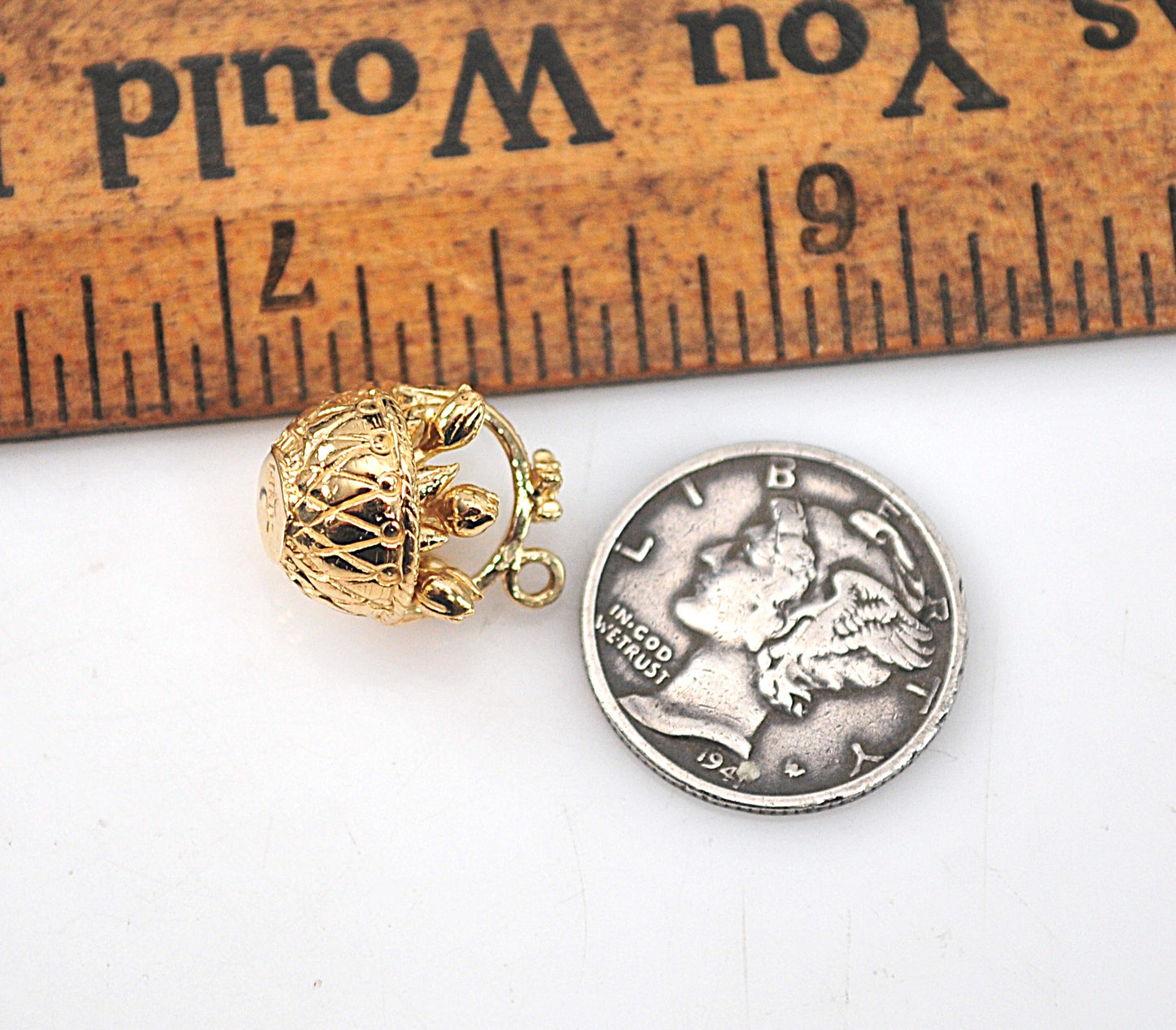 SMALL Signed 14K Tulip Basket Charm or Pendant