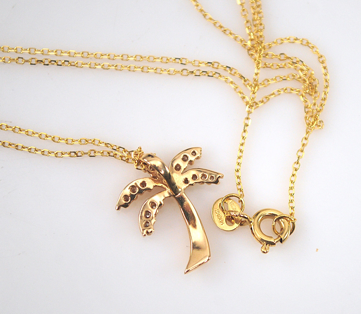 14K Gold Diamond Palm Tree Necklace