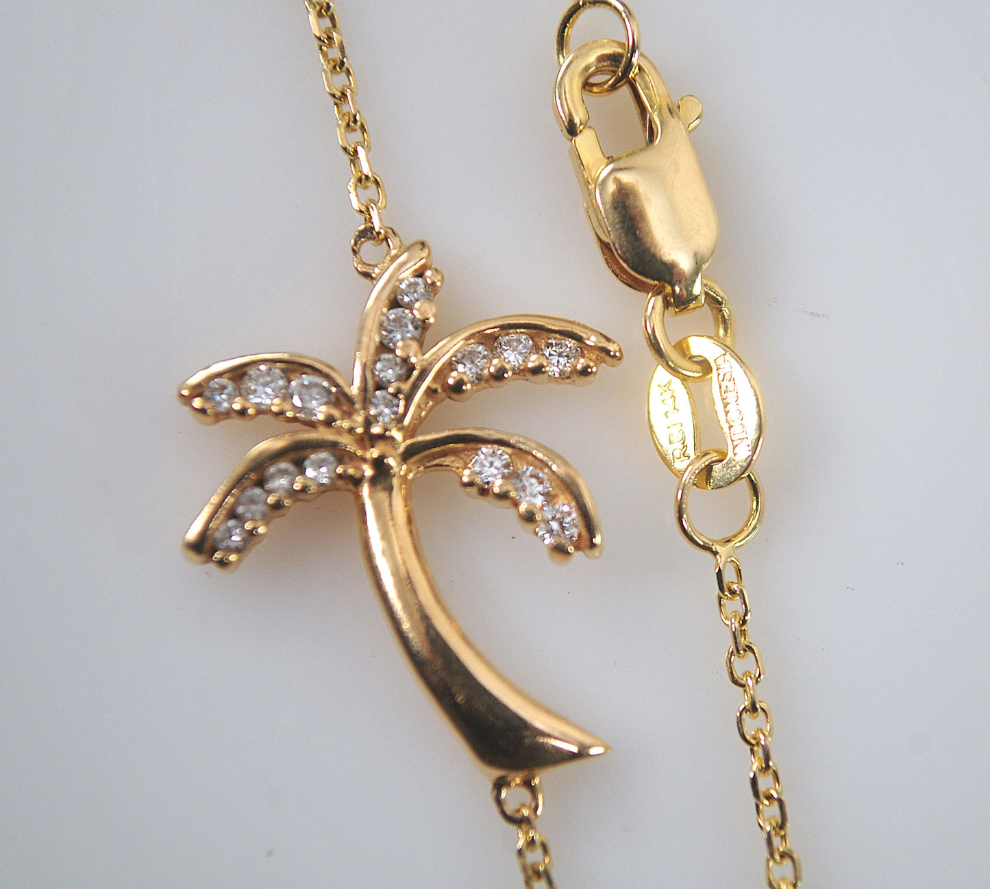 Adjustable 14K Gold Diamond Palm Tree Bracelet