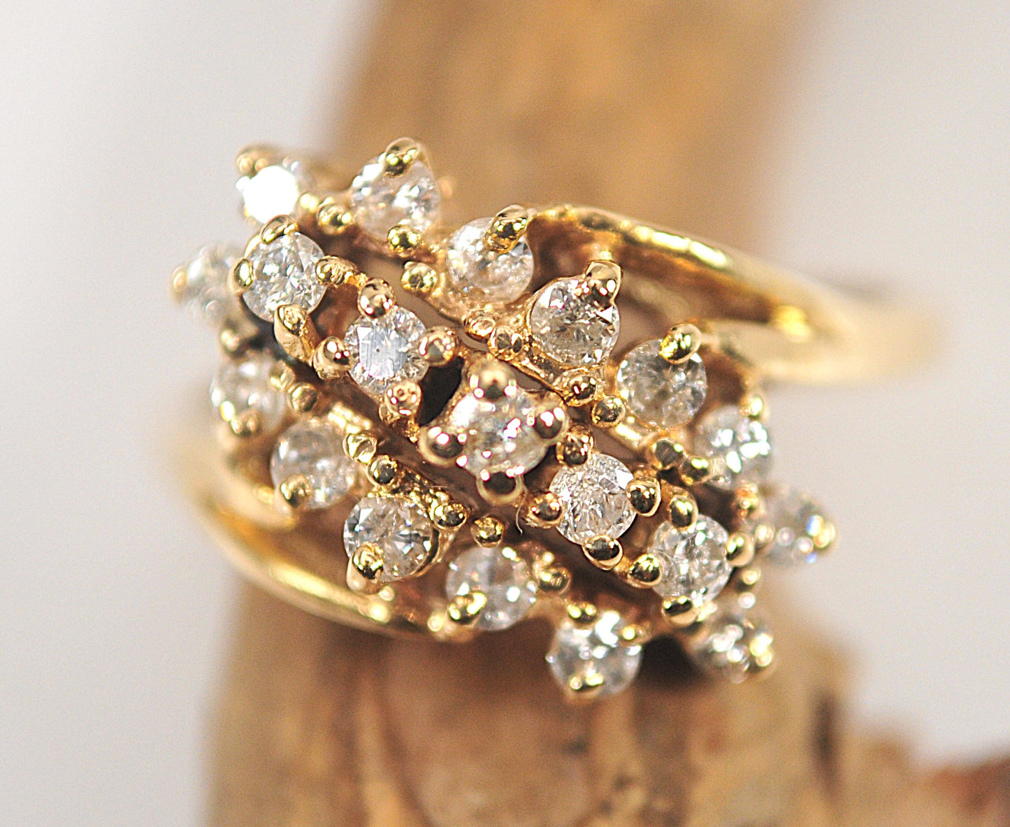 14K Gold 1/2 CTW Diamond Pyramid Style Ring