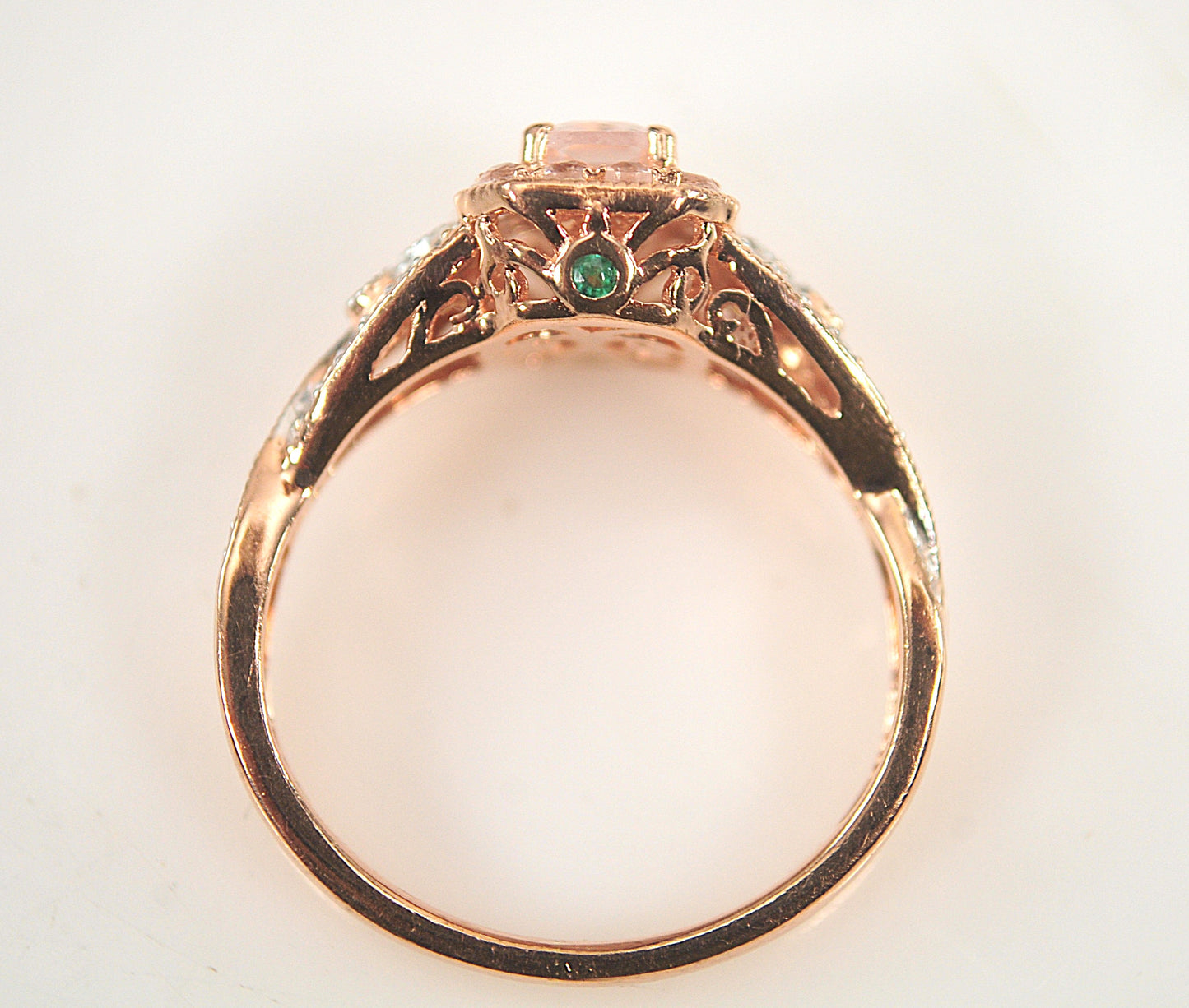 10K Rose Gold Morganite Diamond Ring