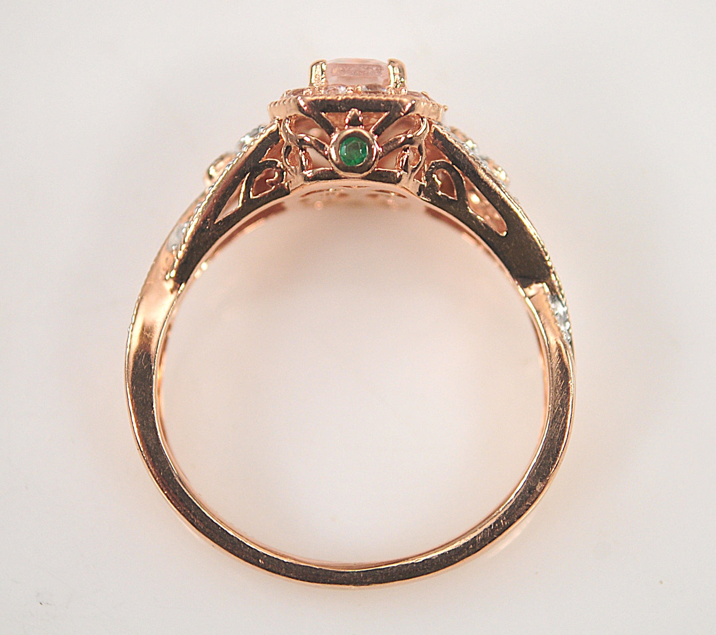 10K Rose Gold Morganite Diamond Ring