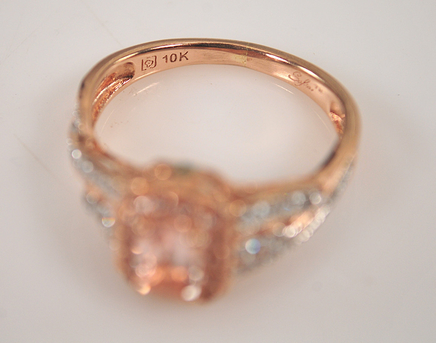 10K Rose Gold Morganite Diamond Ring