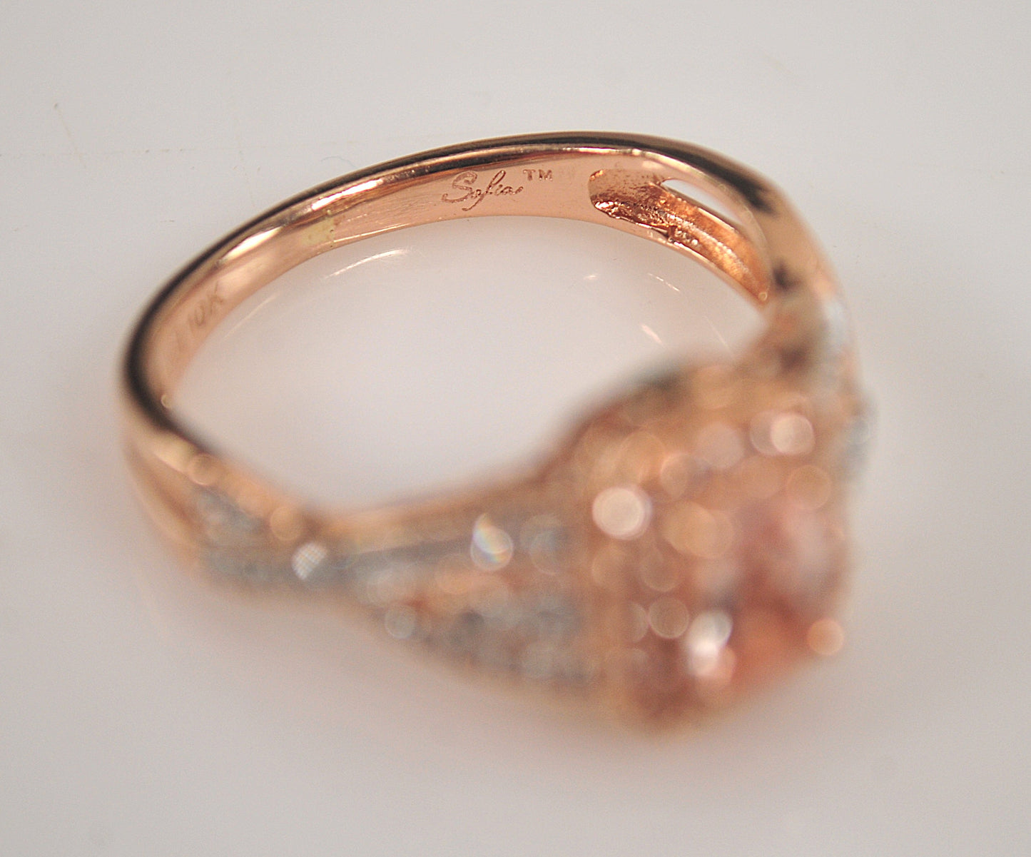 10K Rose Gold Morganite Diamond Ring