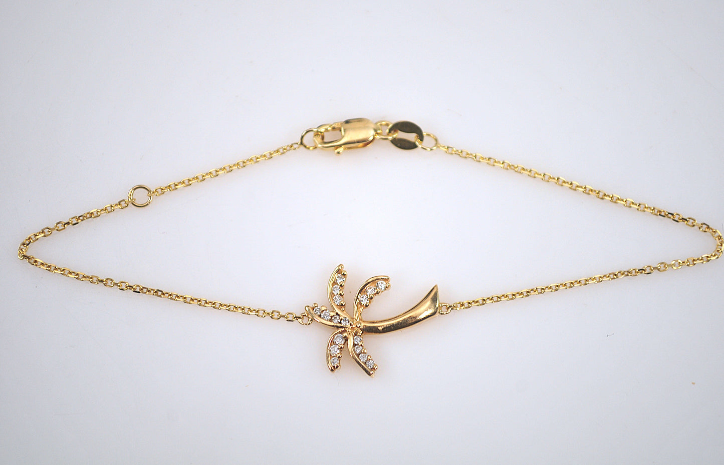 Adjustable 14K Gold Diamond Palm Tree Bracelet