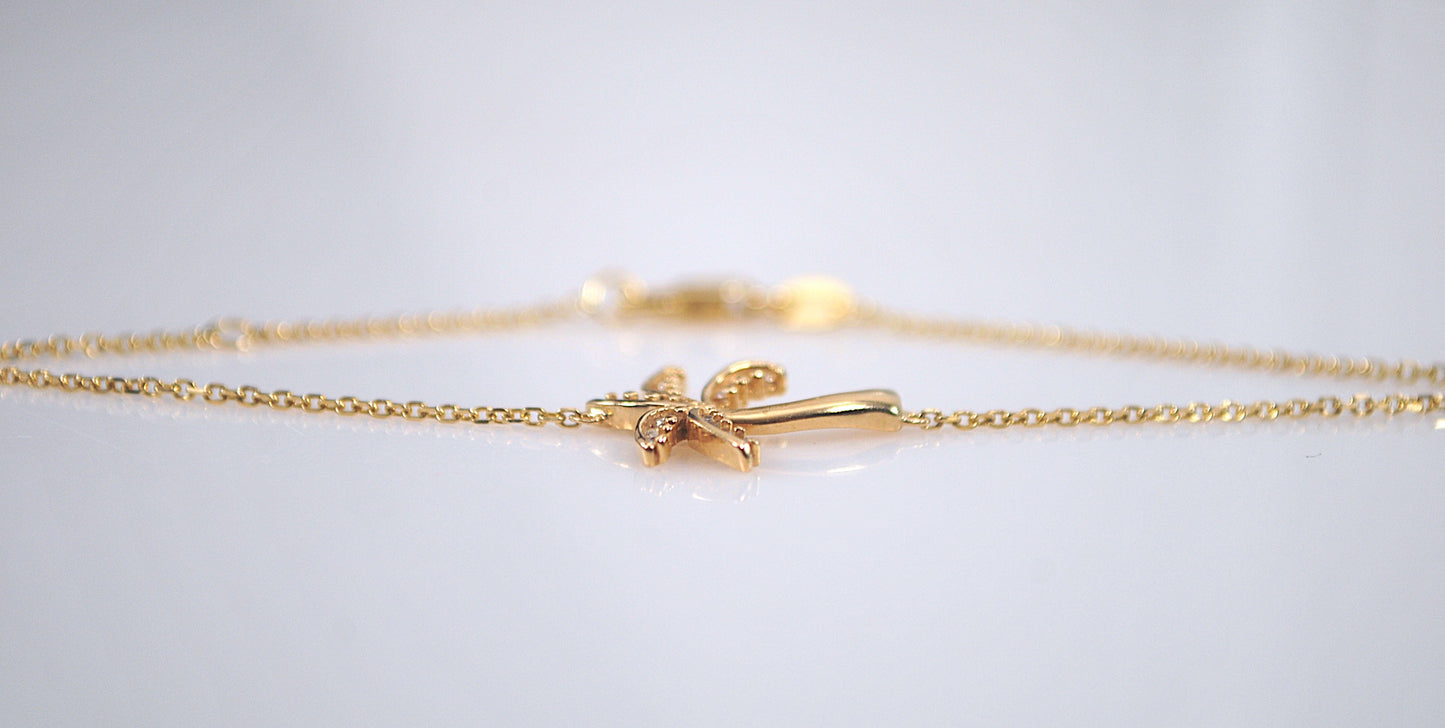Adjustable 14K Gold Diamond Palm Tree Bracelet