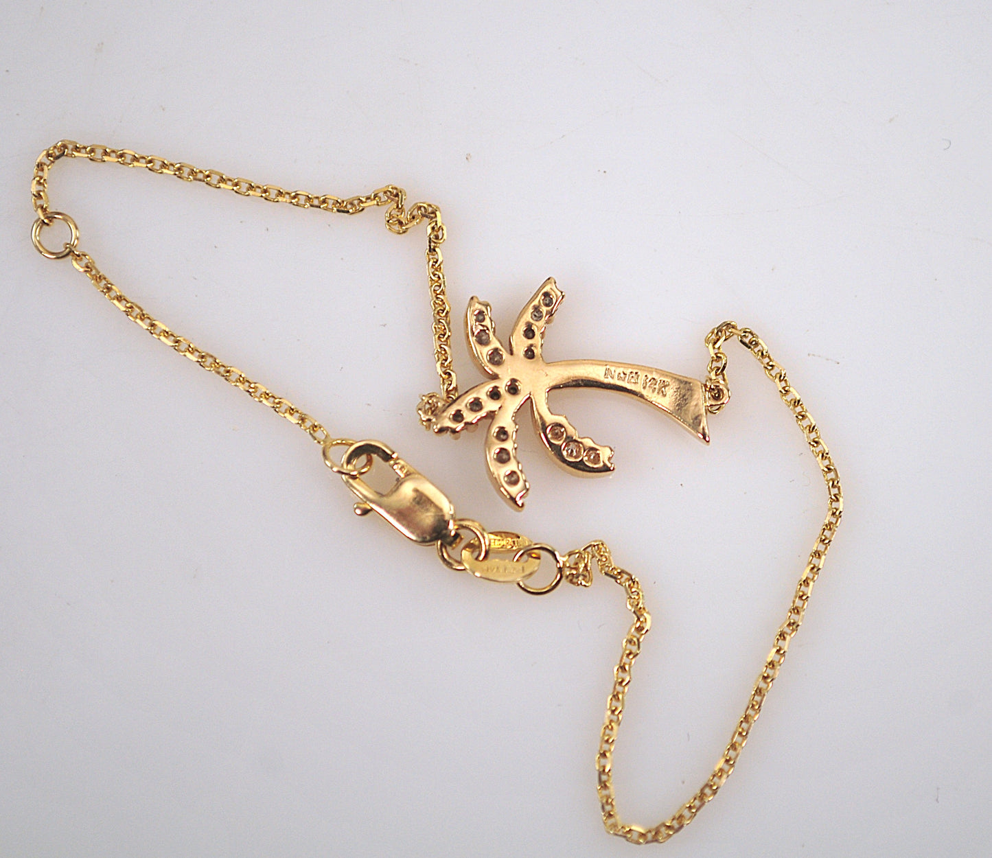 Adjustable 14K Gold Diamond Palm Tree Bracelet