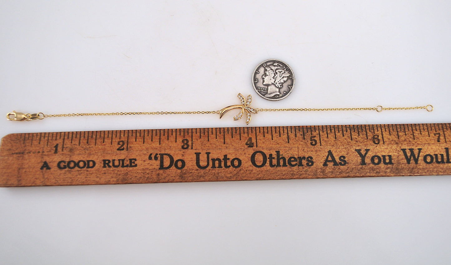 Adjustable 14K Gold Diamond Palm Tree Bracelet