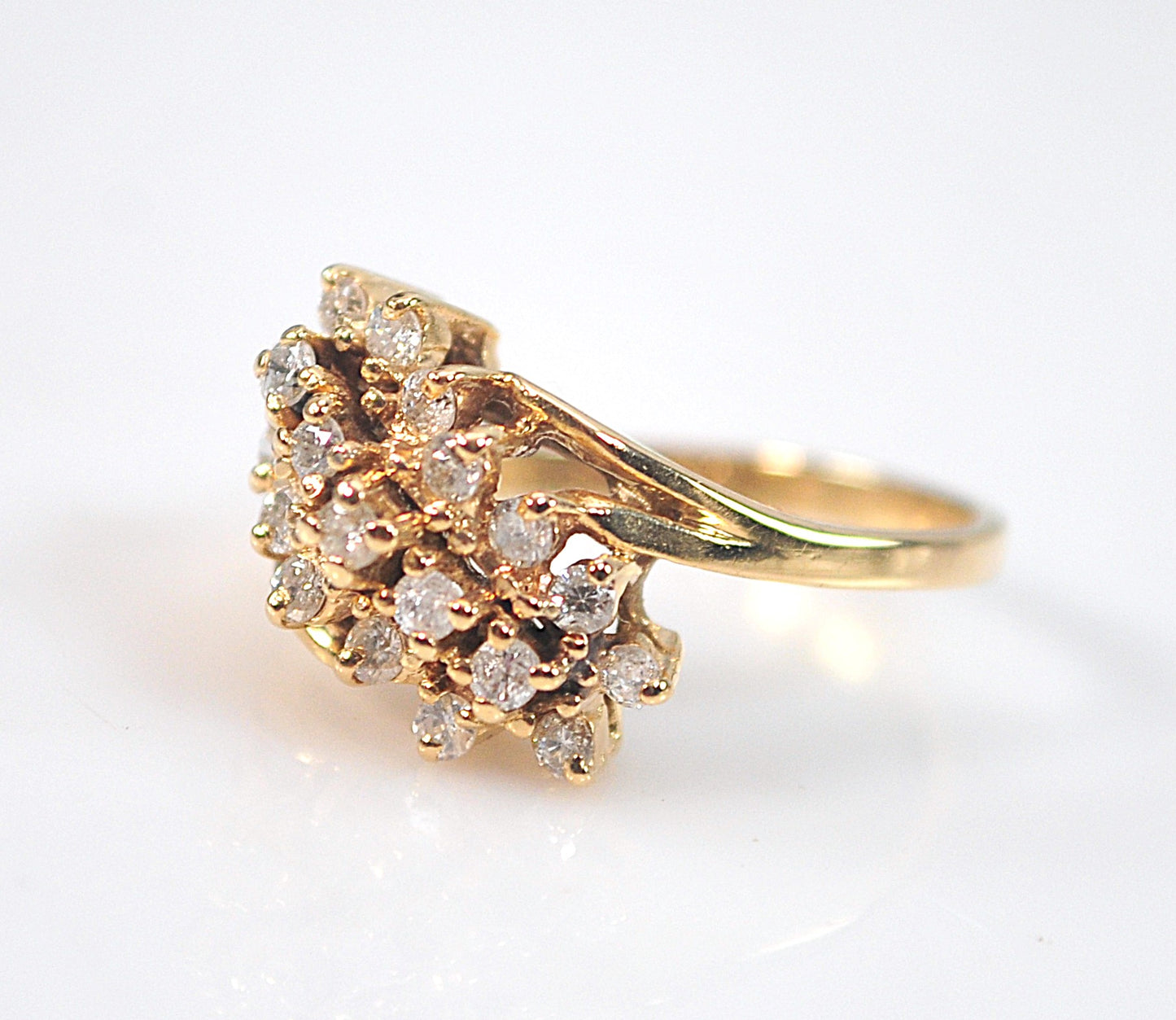14K Gold 1/2 CTW Diamond Pyramid Style Ring