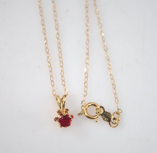 SMALL 14K Gold Ruby Necklace