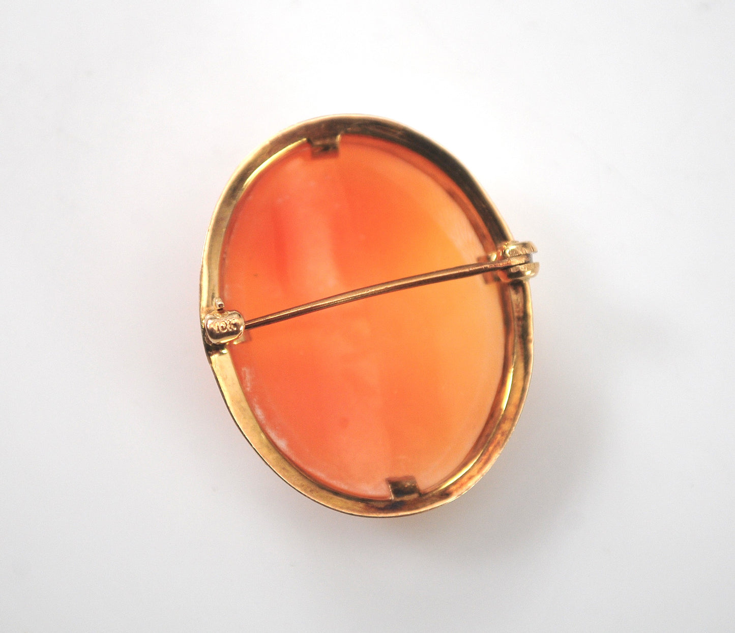 Antique Signed 10K Gold Carved Cameo Brooch