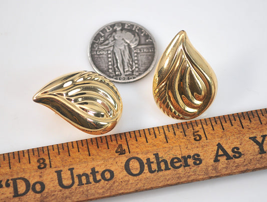 Large 14K Gold Teardrop Omega Earrings