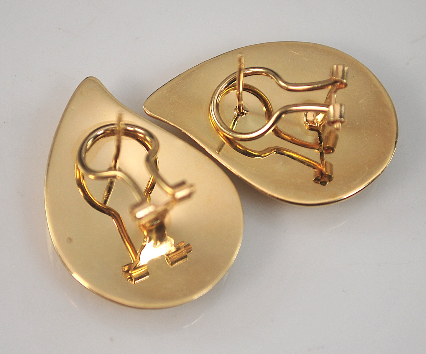 Large 14K Gold Teardrop Omega Earrings