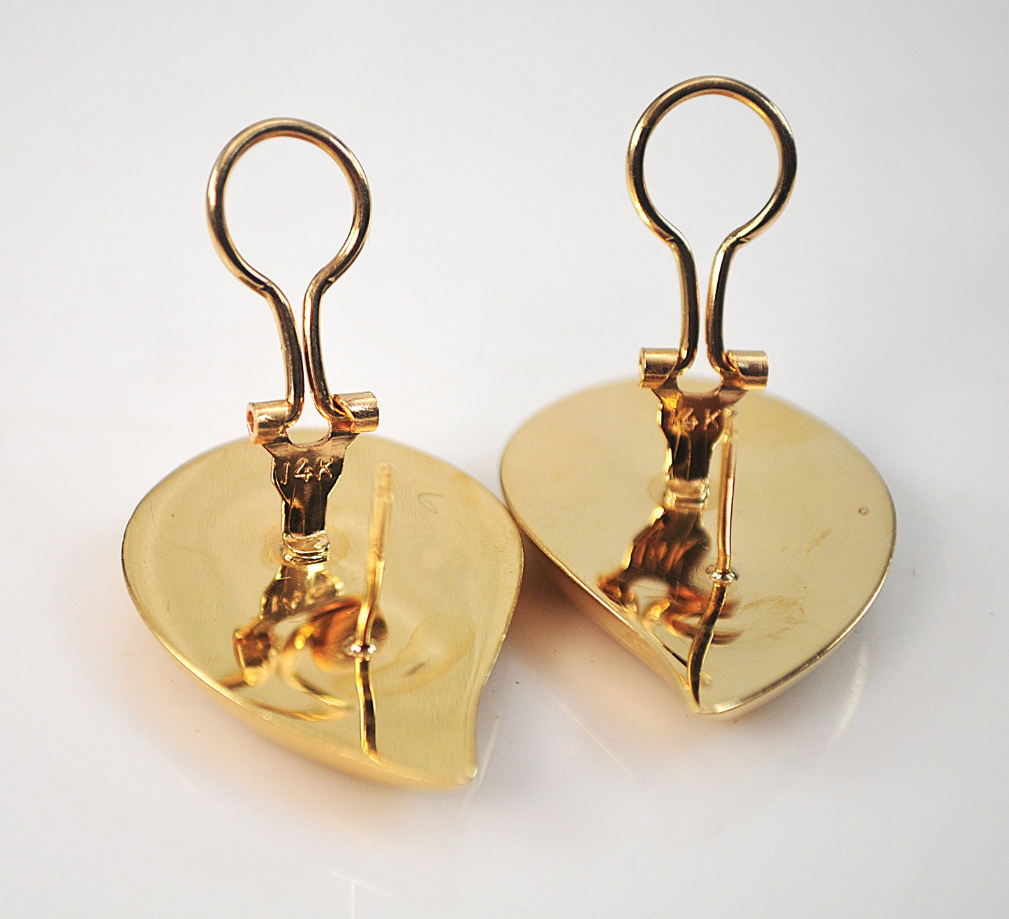 Large 14K Gold Teardrop Omega Earrings