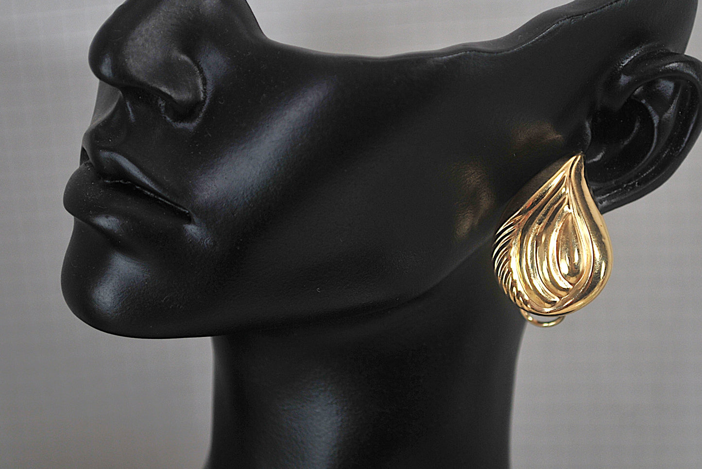 Large 14K Gold Teardrop Omega Earrings