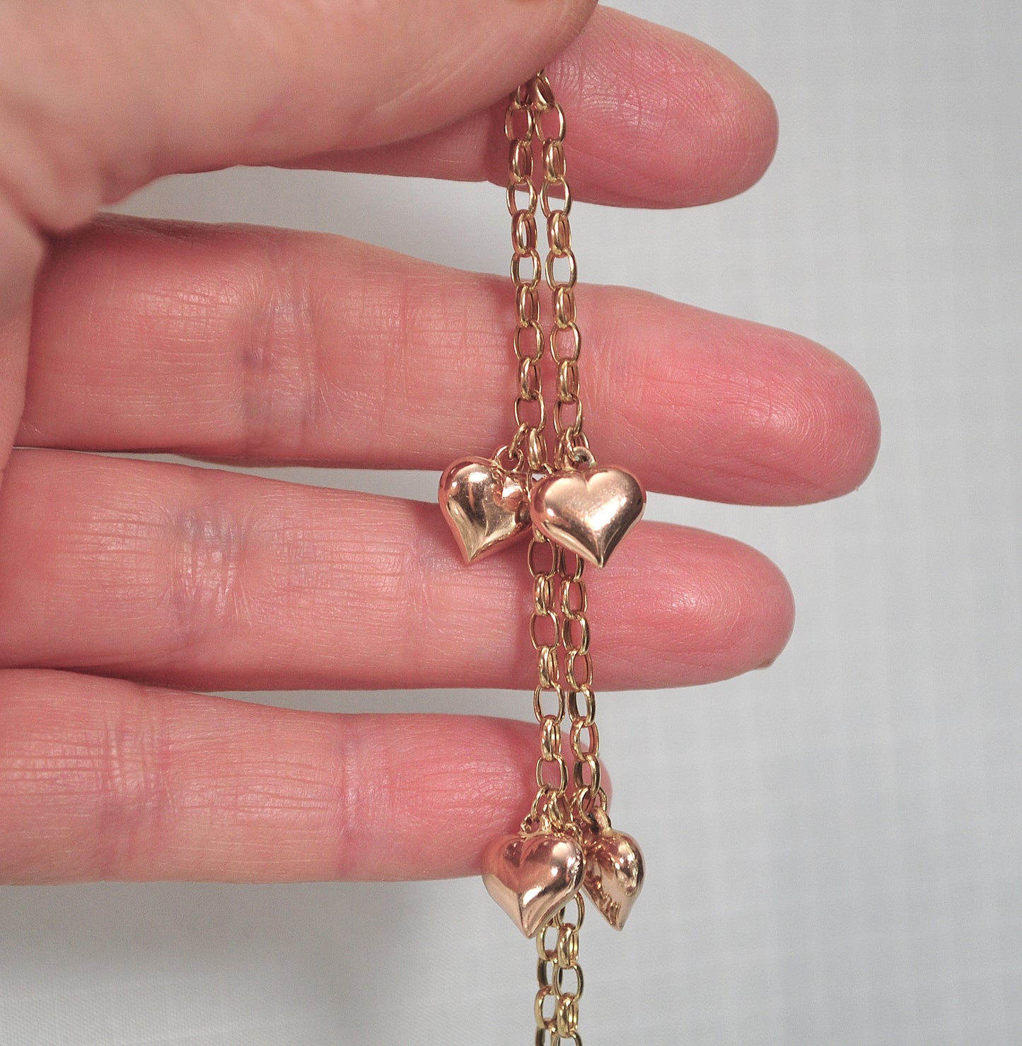 Italy 14K Gold Heart Charm Bracelet