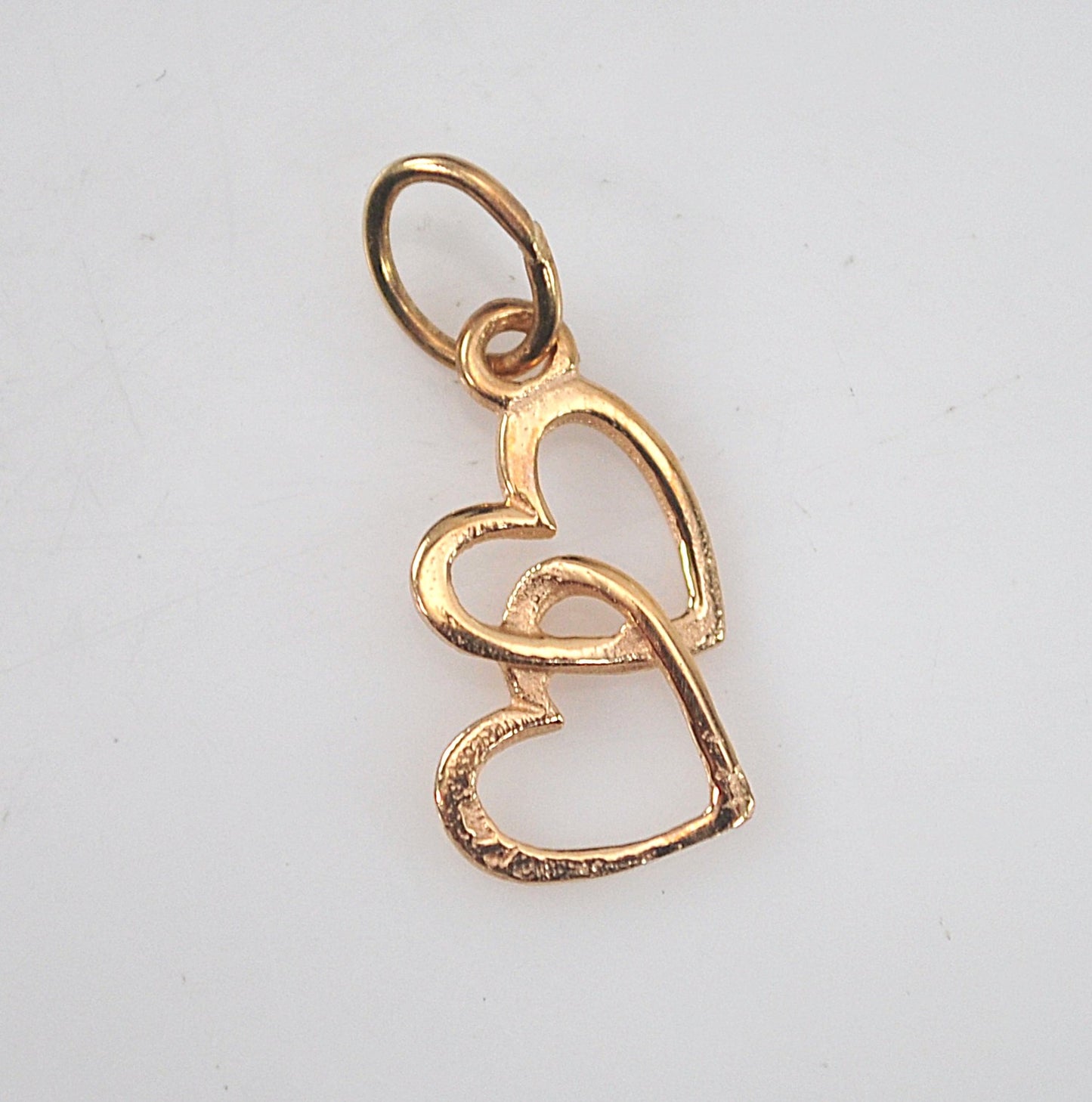 TINY 14K Gold Double Heart Pendant