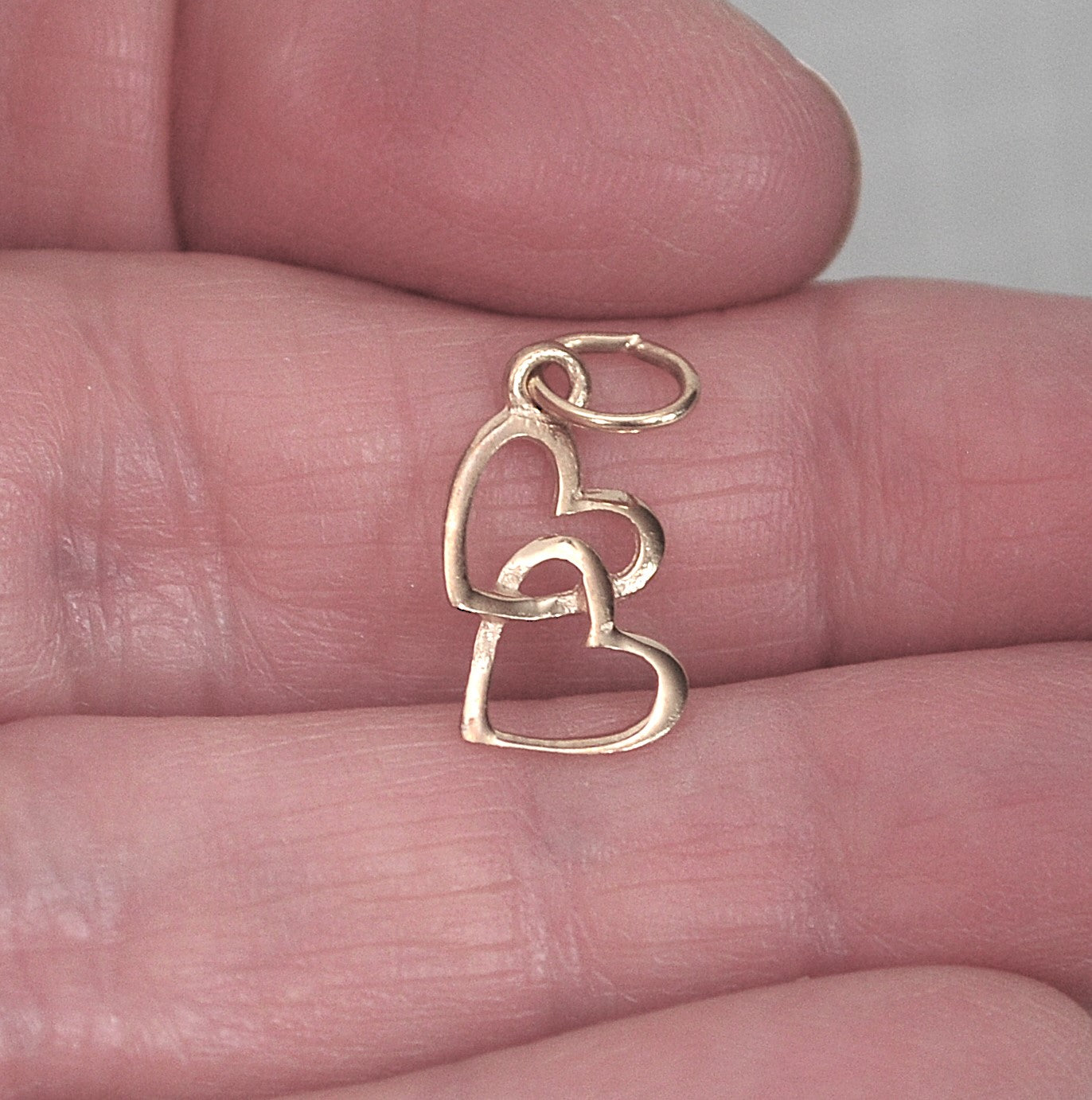 TINY 14K Gold Double Heart Pendant