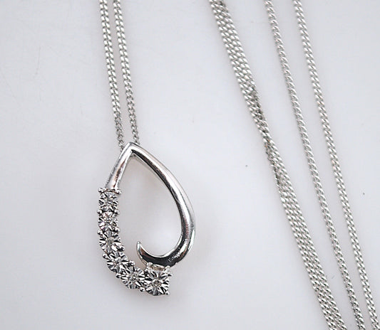 Designer Sterling Silver Genuine Diamond Necklace