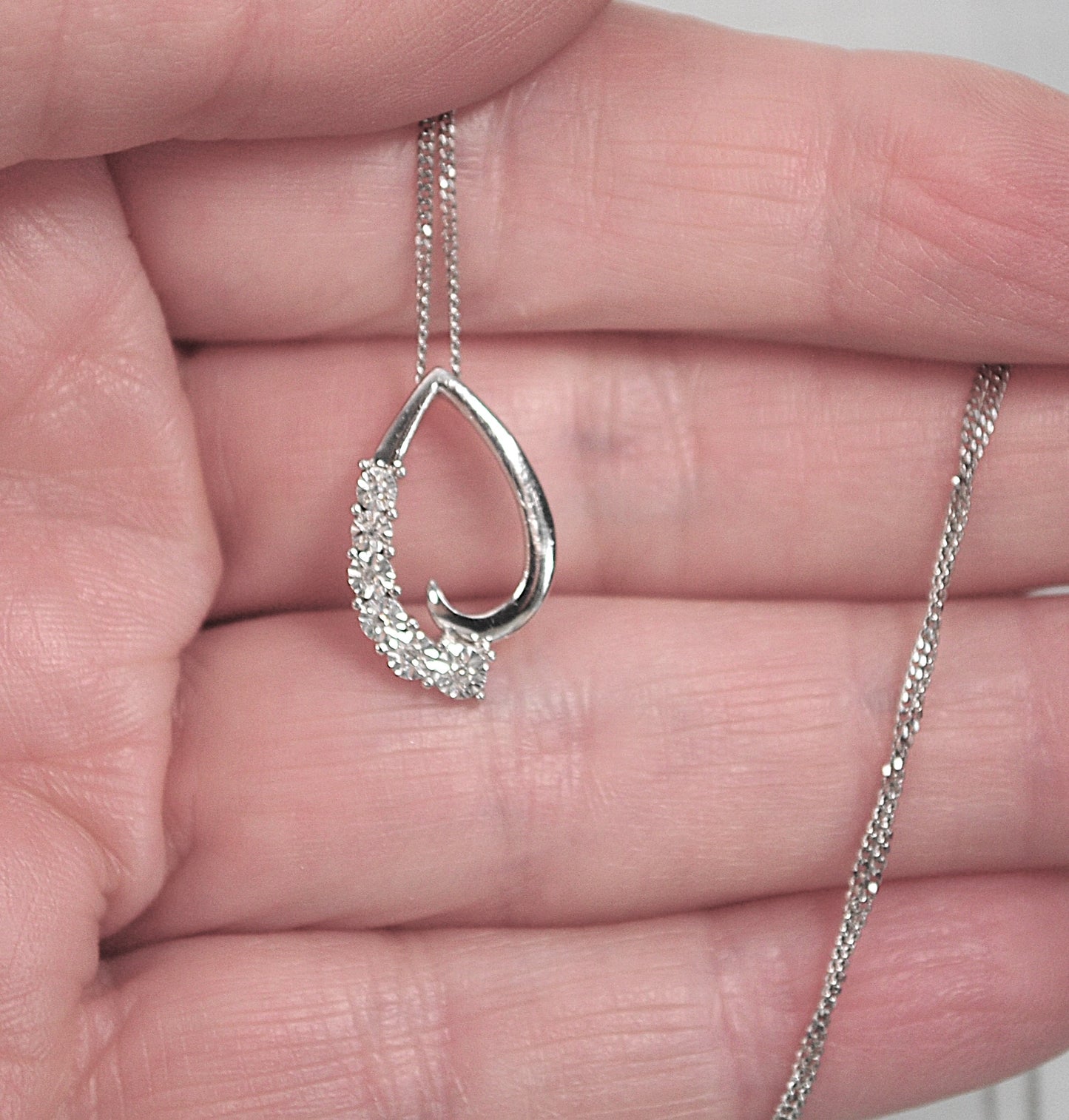 Designer Sterling Silver Genuine Diamond Necklace