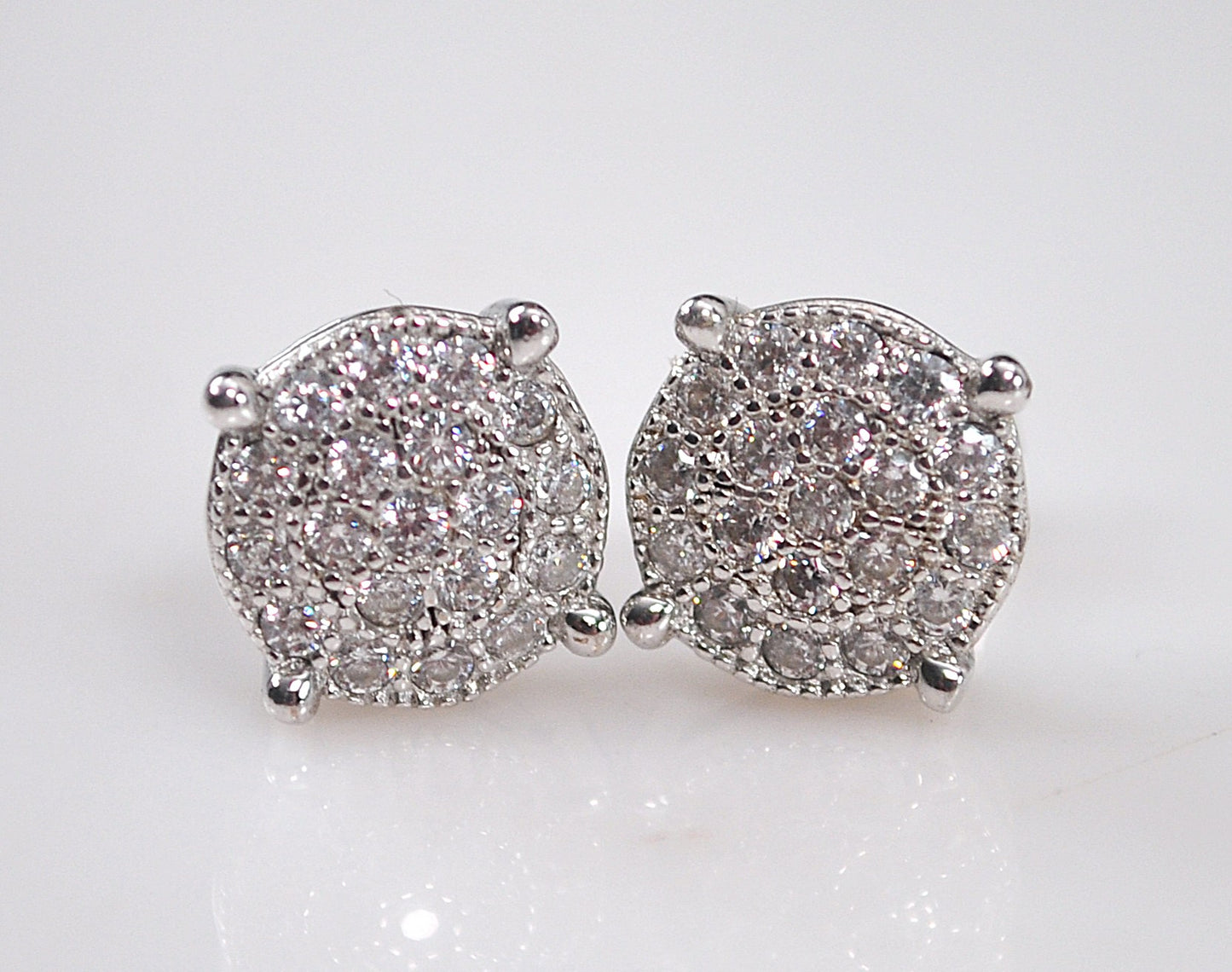 Sterling Silve Round CZ Stud Earrings