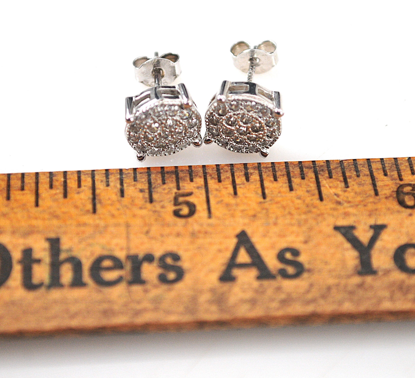 Sterling Silve Round CZ Stud Earrings