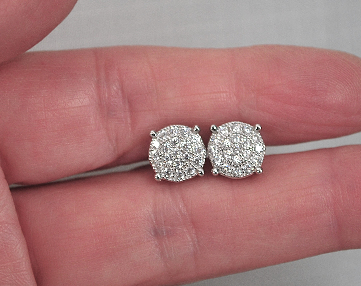 Sterling Silve Round CZ Stud Earrings