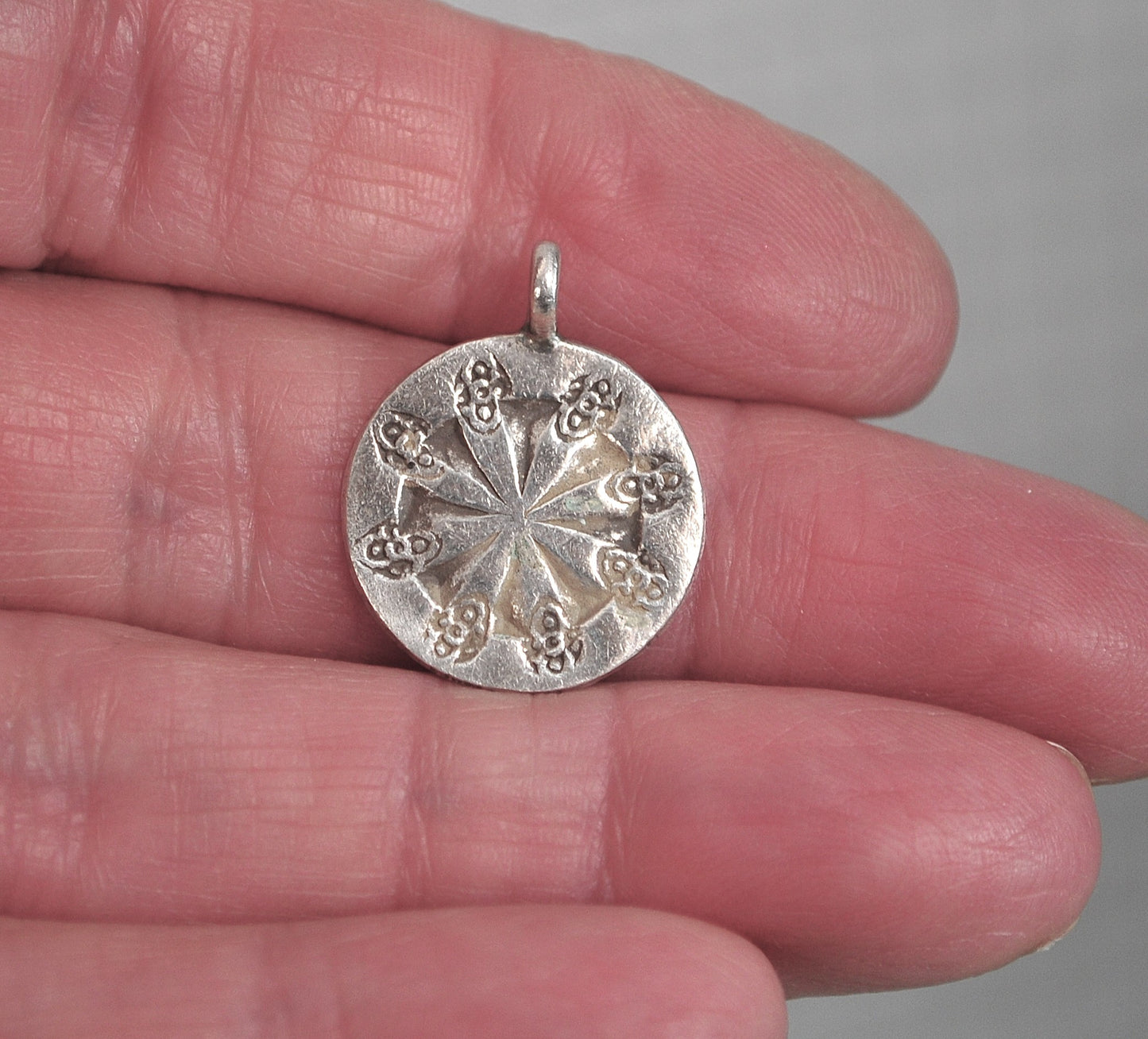 Karen Hill Tribe Sterling Silver Wheel Pendant