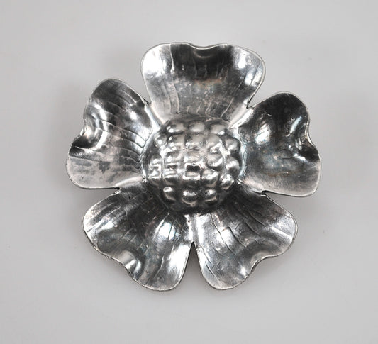 Handcrafted Sterling Silver Dogwood Flower Brooch