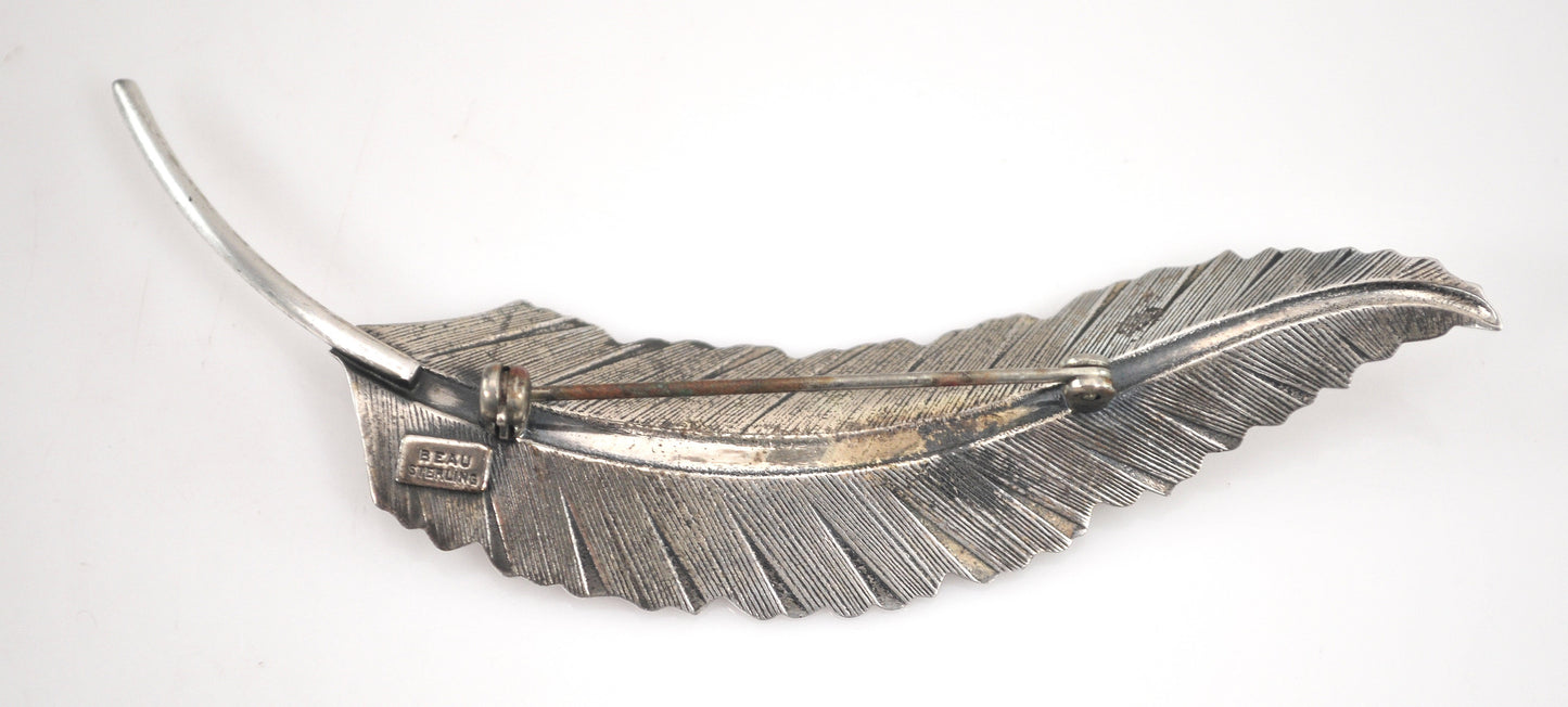 Vintage Beau Sterling Silver Leaf Brooch