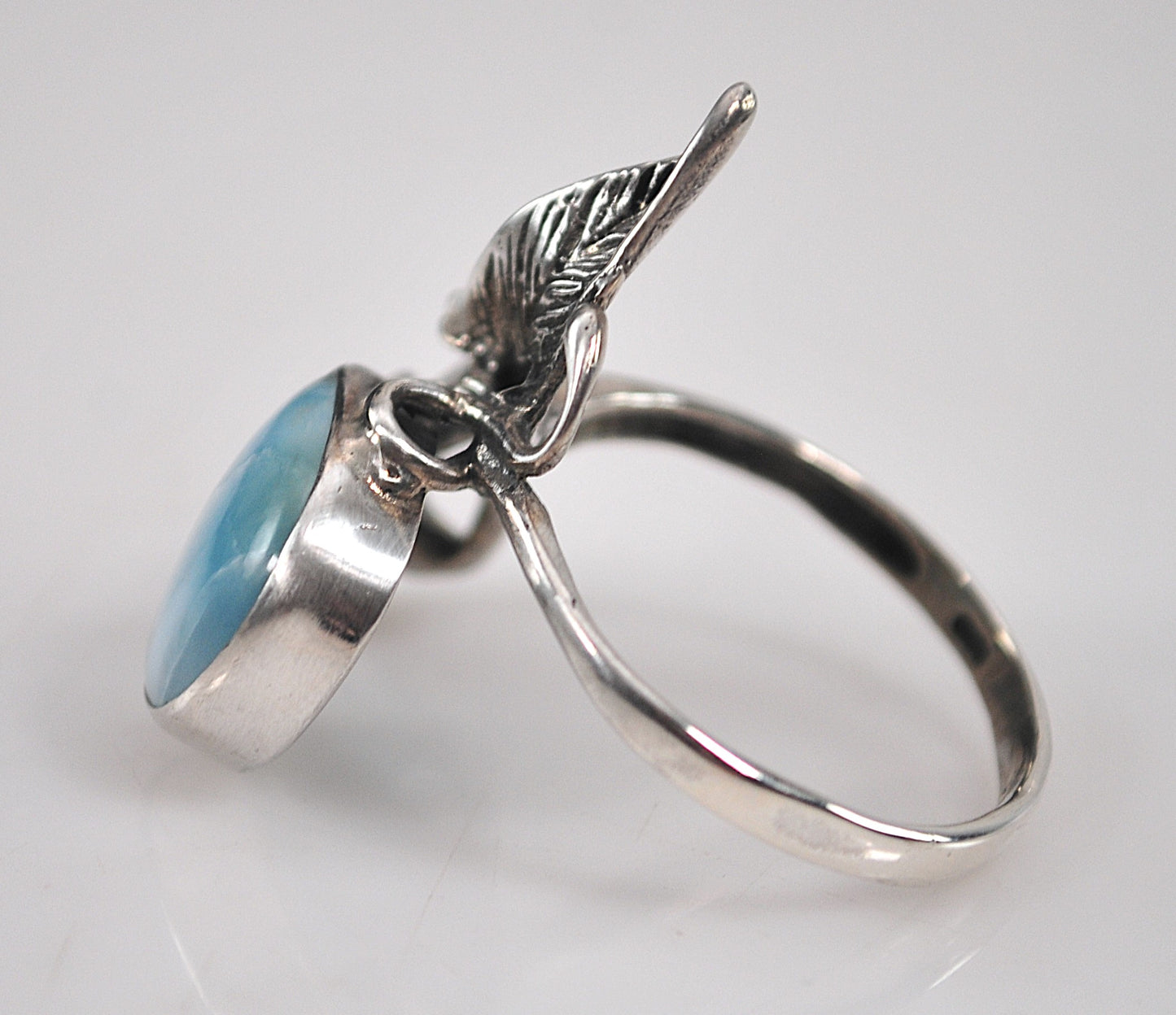 Vintage Sterling Silver Larimar Flower Ring