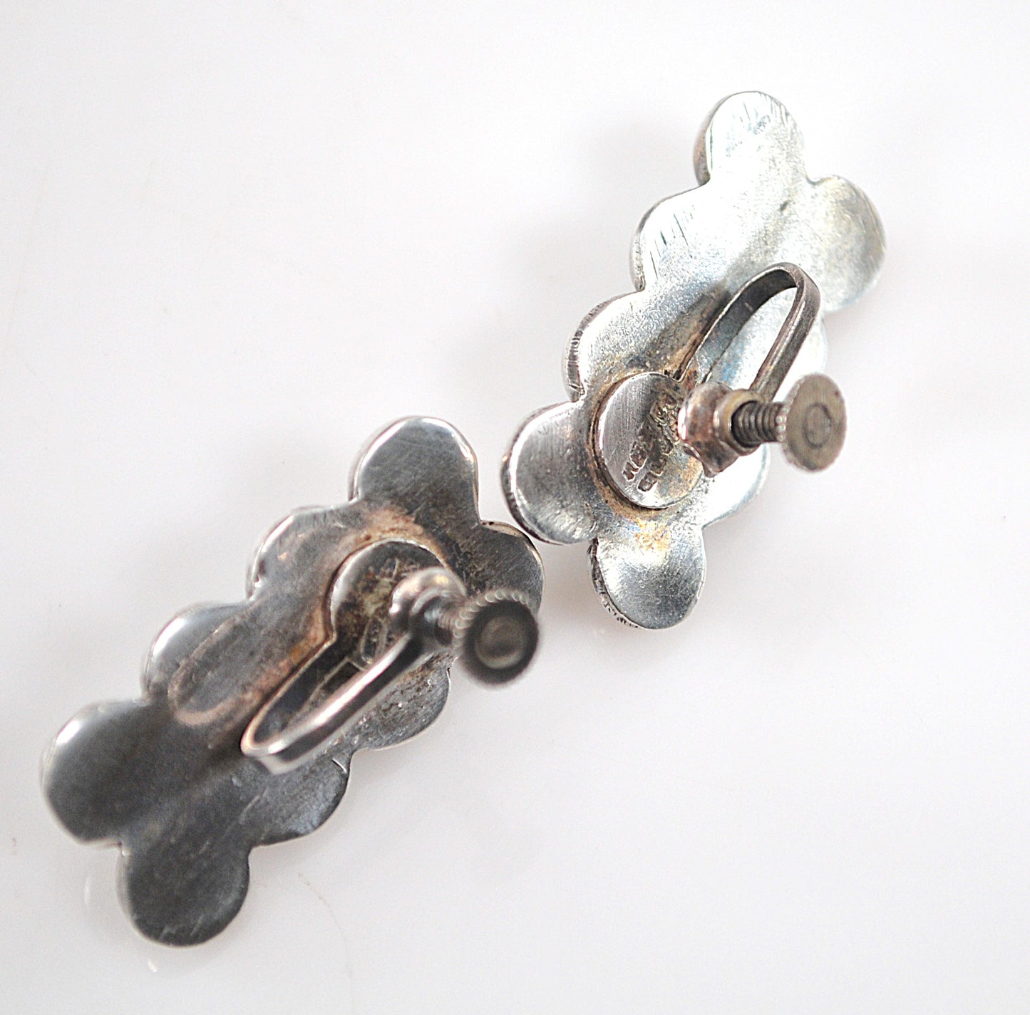 Vintage Southwestern Sterling Silver Turquoise Screw Back Earrings