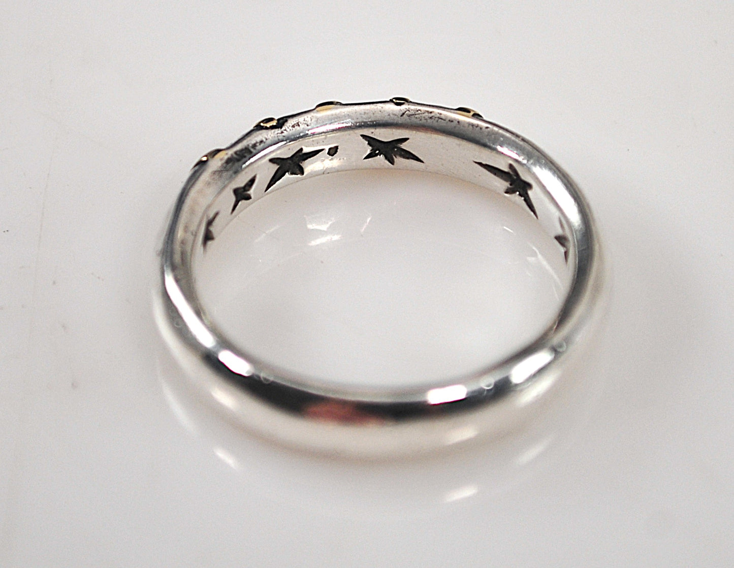 Vintage Signed Sterling Silver 14K Gold Band Ring