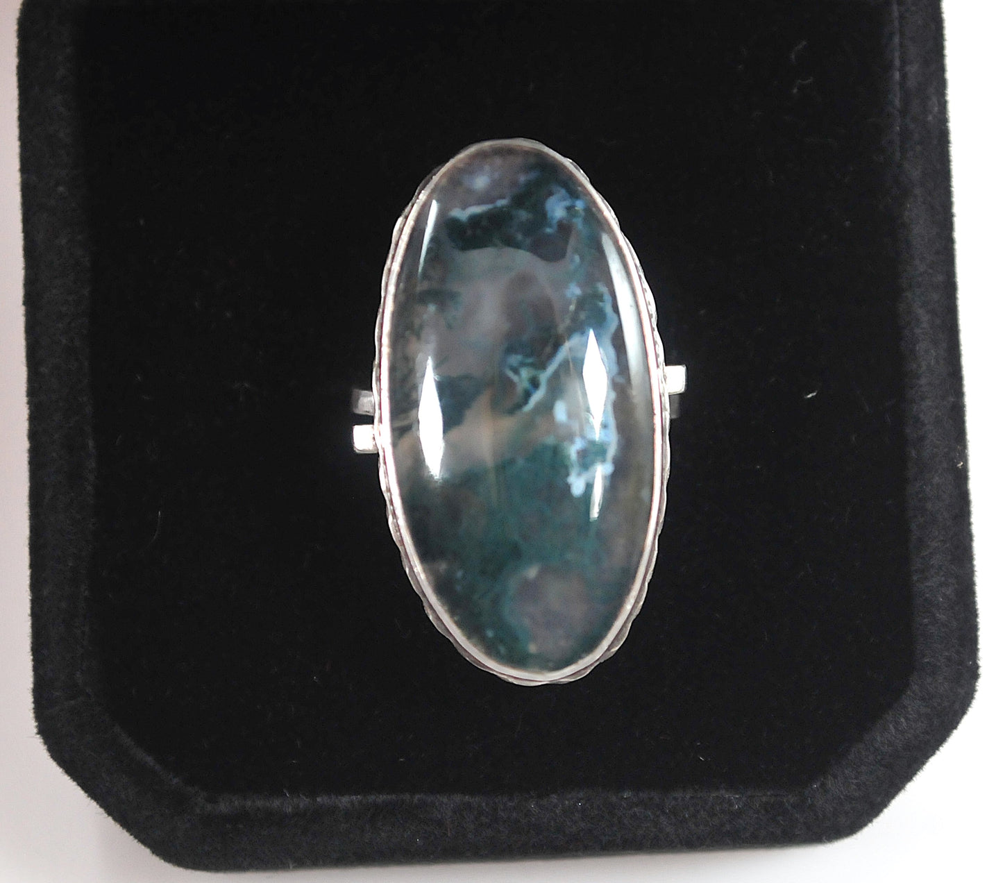 Vintage Sterling Silver Moss Agate Ring